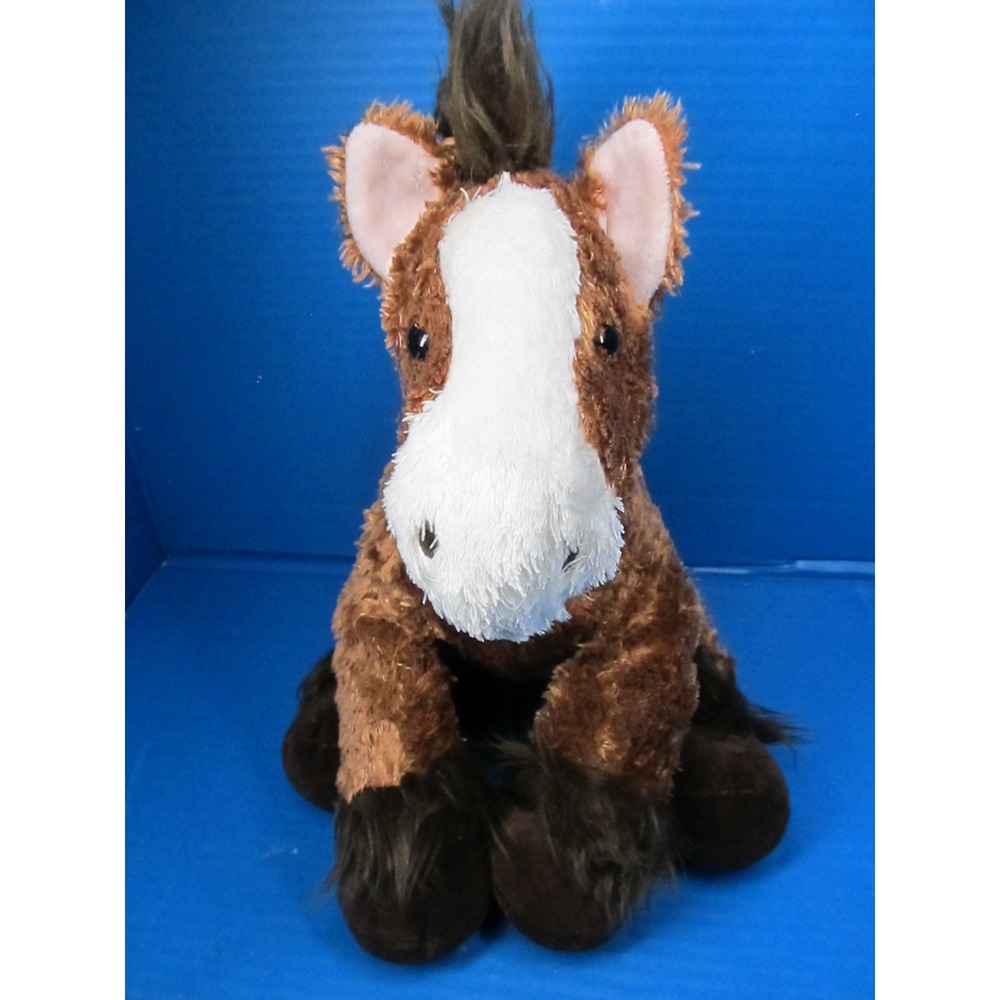 Clydesdale Horse Build A Bear Stuffed Animal Plush Pawsome Brown BAB Pony 14"